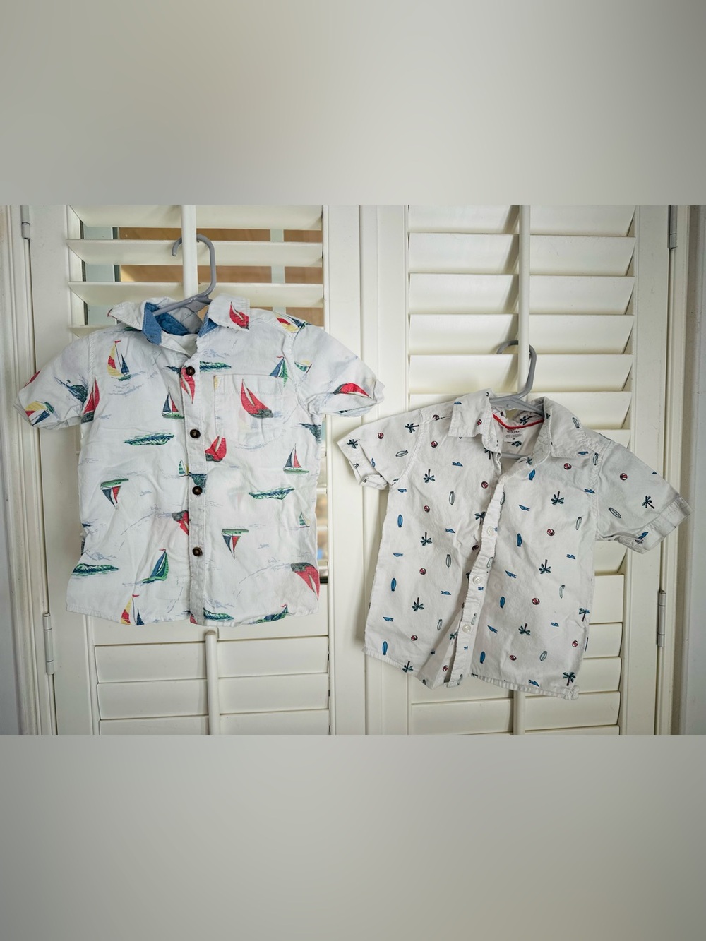 Carter's Toddler Boys White Beach Themed Print Short Sleeve Shirt 24 Months
